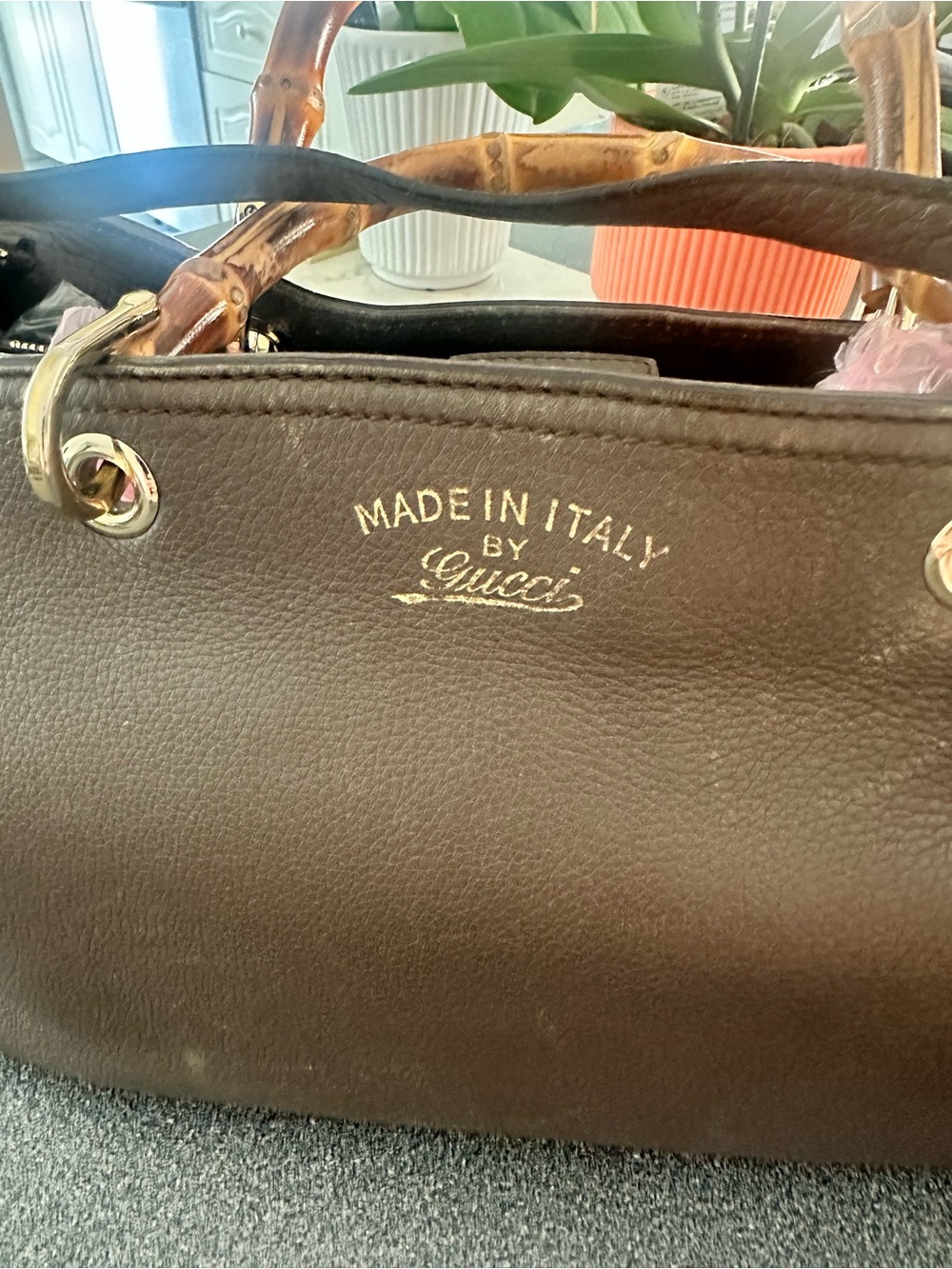 Gucci Chocolate Brown Leather Satchel with Bamboo Handle - Picture 2 of 4